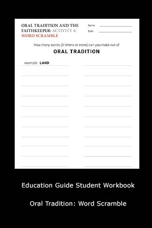 Education Guide Student Workbook - Oral Tradition: Word Scramble